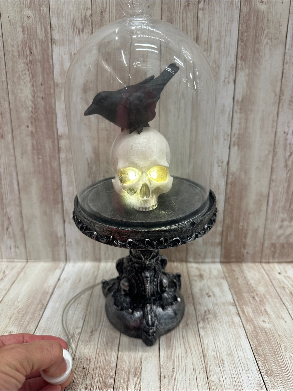 Gothic LED Skull Dome with Raven Halloween 🎃 Decor NEW